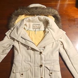 Free People wool blend coat with faux fur